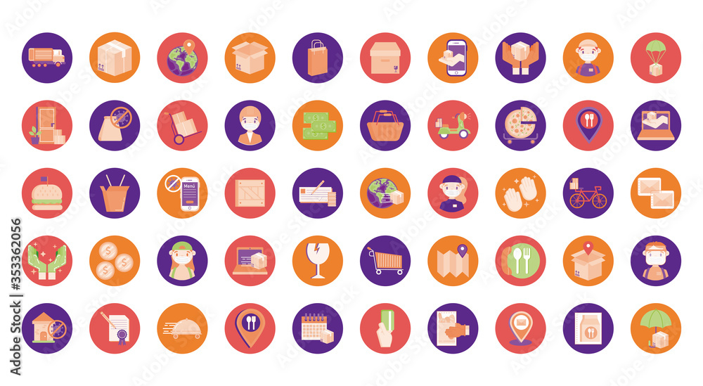 bundle of delivery set icons bundle of delivery set icons