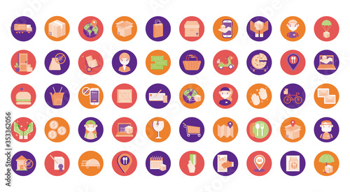 bundle of delivery set icons
