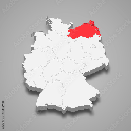 mecklenburg vorpommern state location within Germany 3d map Template for your design