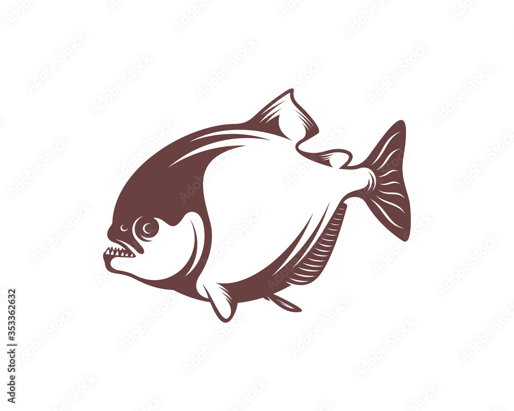 Fototapeta premium Piranha fish logo design vector. Icon Symbol. Template Illustration