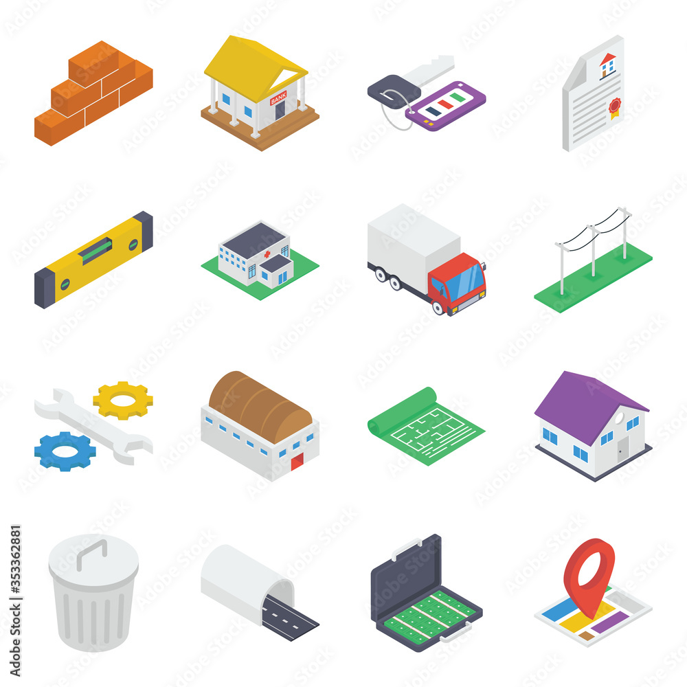 Construction Equipment Isometric Icons pack
Construction Equipment Isometric Icons pack