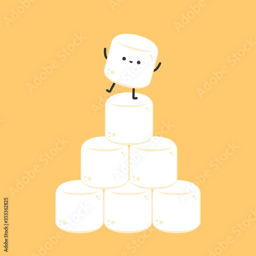 Marshmallow character. Marshmallow on white background. free space for text.