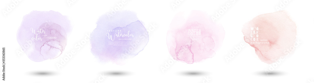 Trendy logo with hand-drawn pastel stains watercolor set - obrazy, fototapety, plakaty 