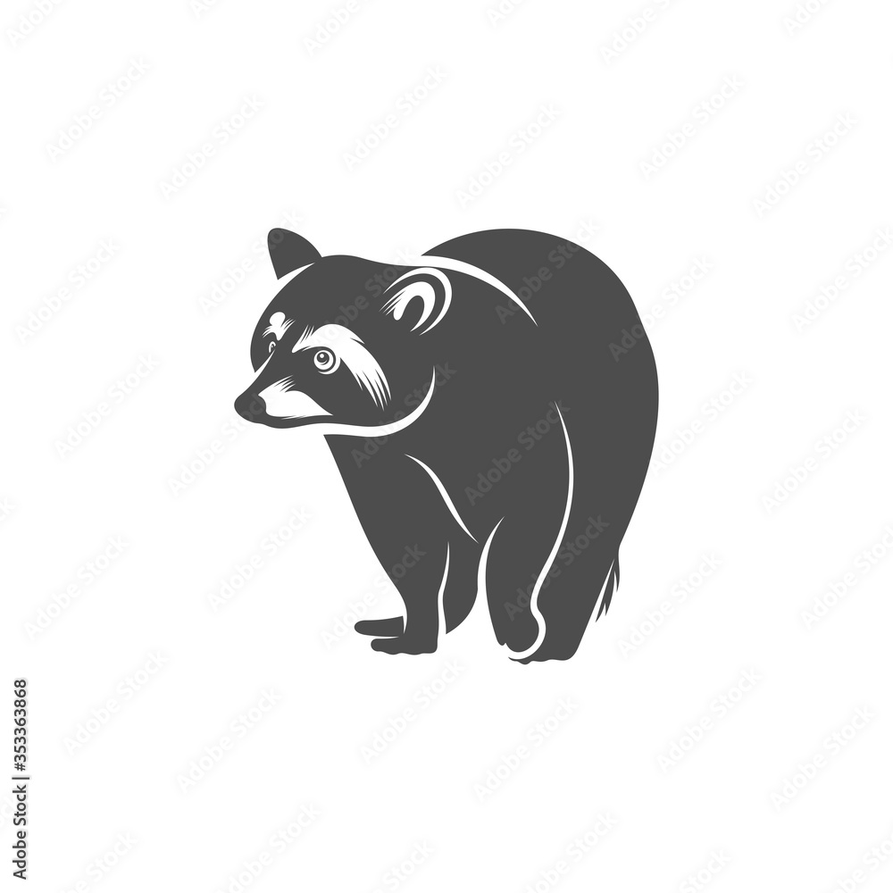 Obraz premium Racoon logo design vector. Icon Symbol. Template Illustration