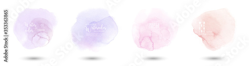Trendy logo with hand-drawn pastel stains watercolor set