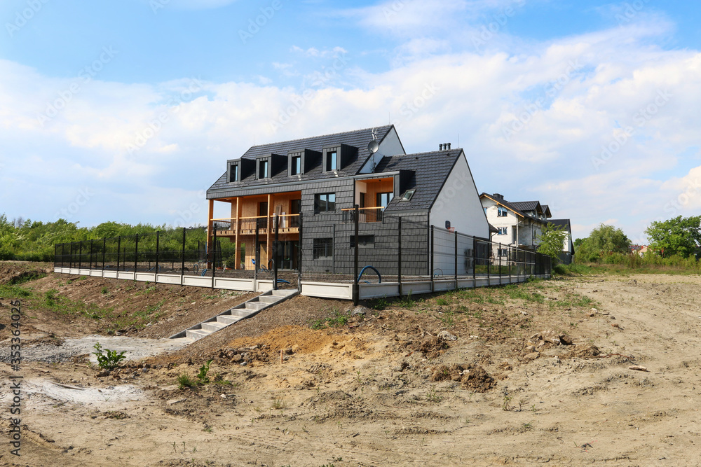 KRAKOW,POLAND - MAY 20, 2016: Construction site of a detached house
