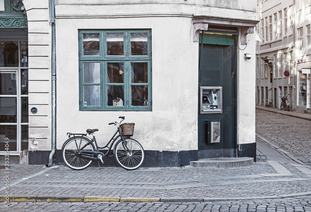 Vintage bike on the old street of Copenhagen