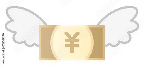飛んでいく日本円紙幣