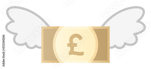 飛んでいくポンド紙幣