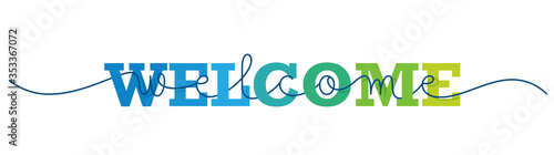 WELCOME mixed vector typography banner with monoline calligraphy