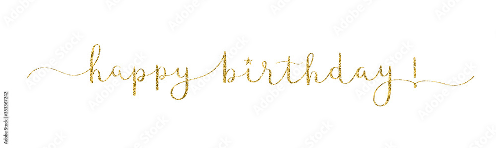 HAPPY BIRTHDAY! gold glitter vector brush calligraphy banner with star HAPPY BIRTHDAY! gold glitter vector brush calligraphy banner with star