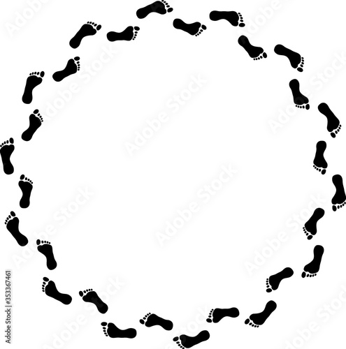 Human footprint. Footprints of bare feet walking around 