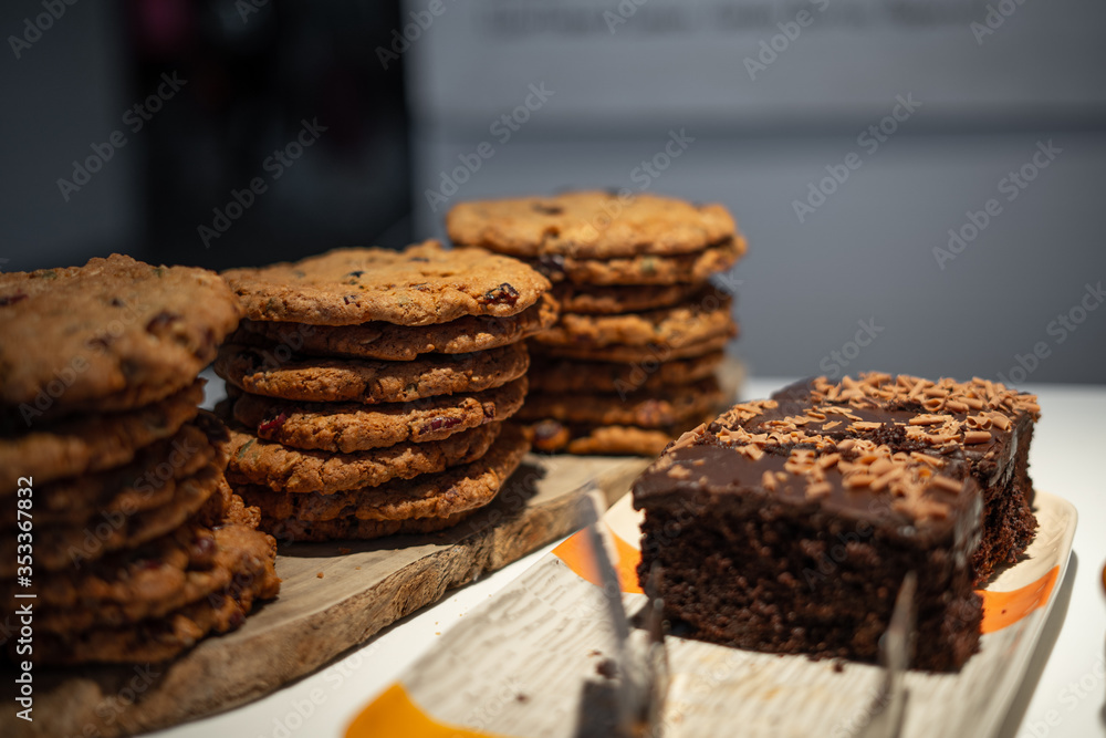 Fototapeta premium Chocolate cake and cookies
