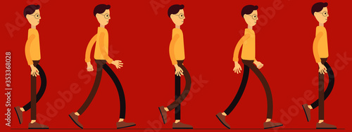 Animation of human gait. Animation for your cartoon. Movement animation of the character
