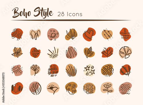 bundle of boho set icons
