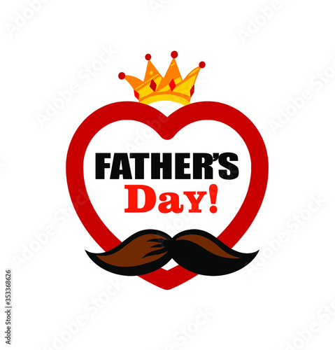 Fathers day background design, fathers day greeting card or banner with crown and mustache. Vector illustration icon, eps 10