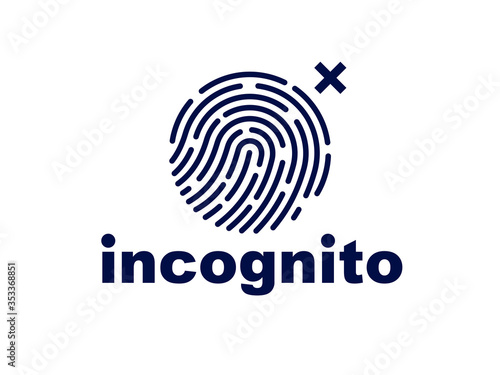Finger print vector simple logo or icon, incognito man concept, unidentified person, people search, biometric identification.