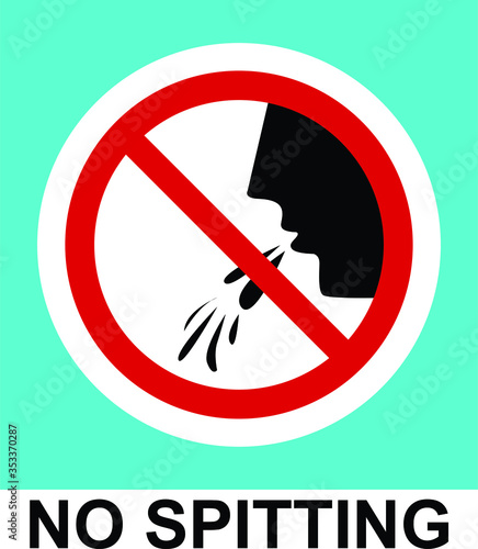 No spitting blue background sign