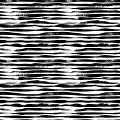 Deken met foto Horizontale strepen patronen Wavy grunge lines vector seamless pattern. Horizontal brush strokes, straight stripes or lines.  © Anastasiia Hevko