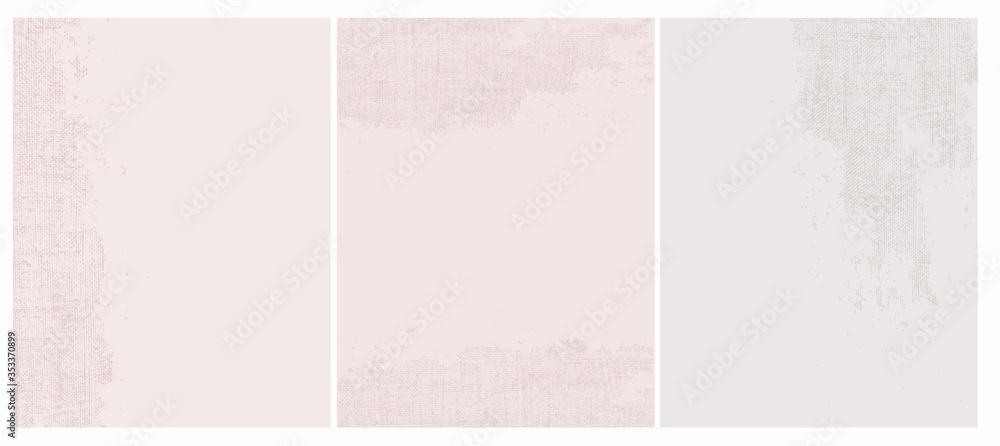Grunge Torn Canvas Vector Layouts. Abstract Irregular Light Pink and Light Gray Worn Surface. Rough Old Linen Background. Simple Abstract Vector Prints. Ragged Ctoth Print.