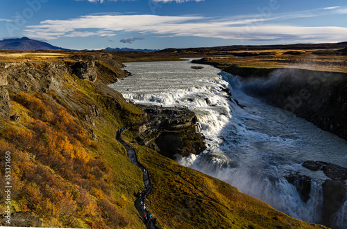 view of the most amazing Gullfoss, Iceland's most famous waterfall.