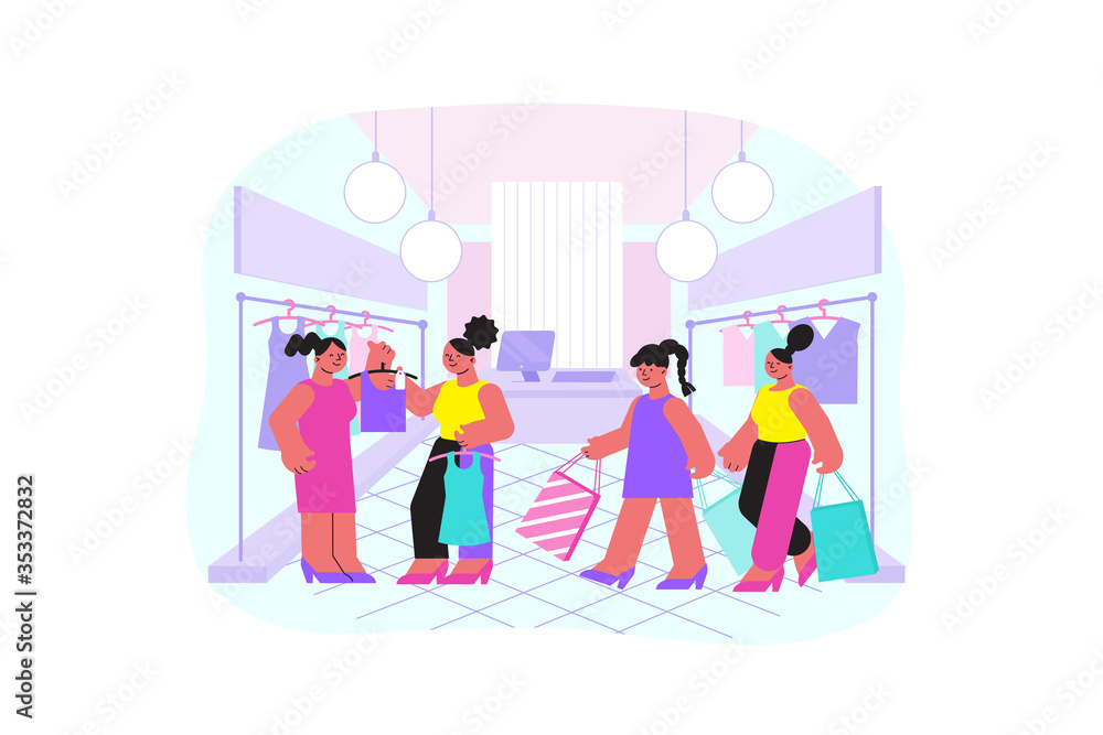 Shopping Women Flat Composition