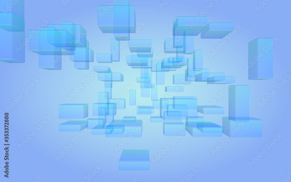 Blue and purple abstract digital and technology background. The pattern with repeating rectangles. 3D illustration Blue and purple abstract digital and technology background. The pattern with repeating rectangles. 3D illustration