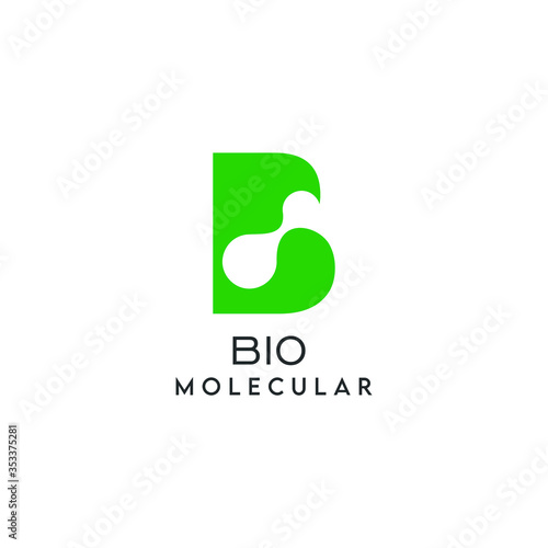 initials B  for the bio molecular logo design  simple