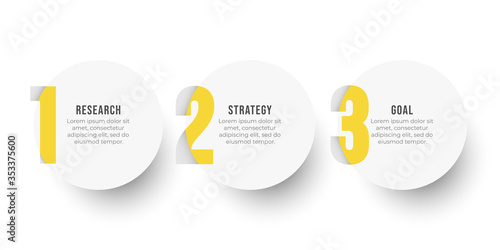 Vector infographic label design template with circle and number options. Business concept with 3 steps or processes. Can be used for workflow layout, diagram, annual report, web design.