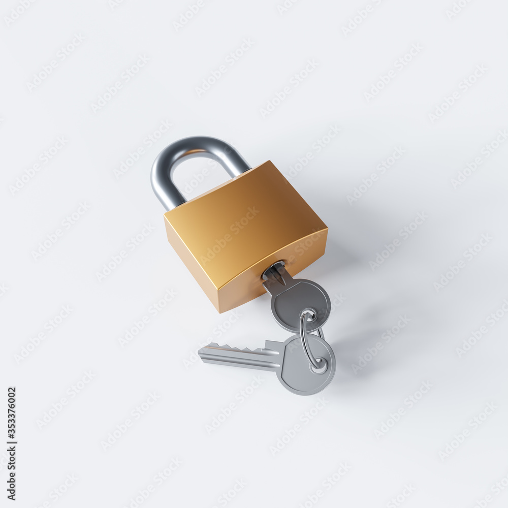 Padlock with keys. 3d rendering Padlock with keys. 3d rendering