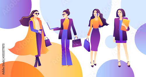 Illustration of successful business ladies