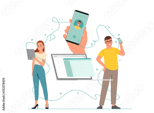 Communication of people through instant messengers, the Internet connects.