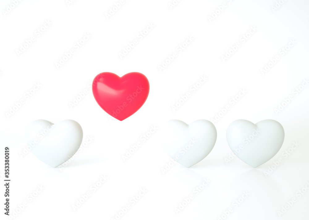 Hearts background. Valentines day banner design. 3d illustration. Pastel pink hearts. Love symbol wallpaper. Datting, wedding, engagement, marriage celebration. Romantic poster