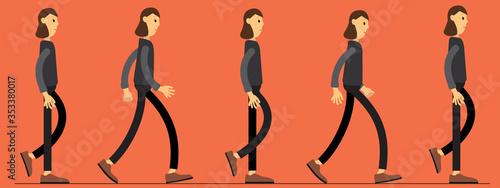 Animation of human gait. Animation for your cartoon. Movement animation of the character