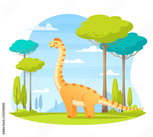Dinosaurs Wildlife Cartoon Composition