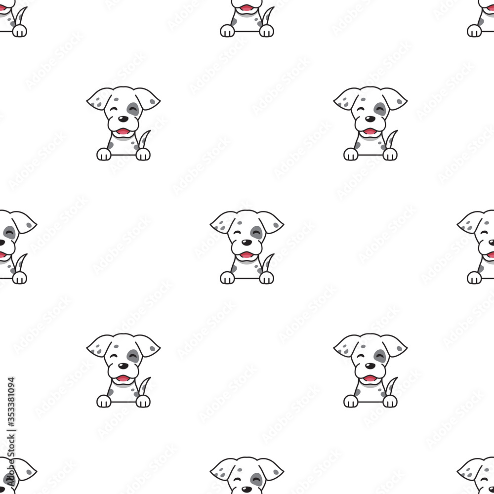 Vector cartoon character dog seamless pattern background for design.