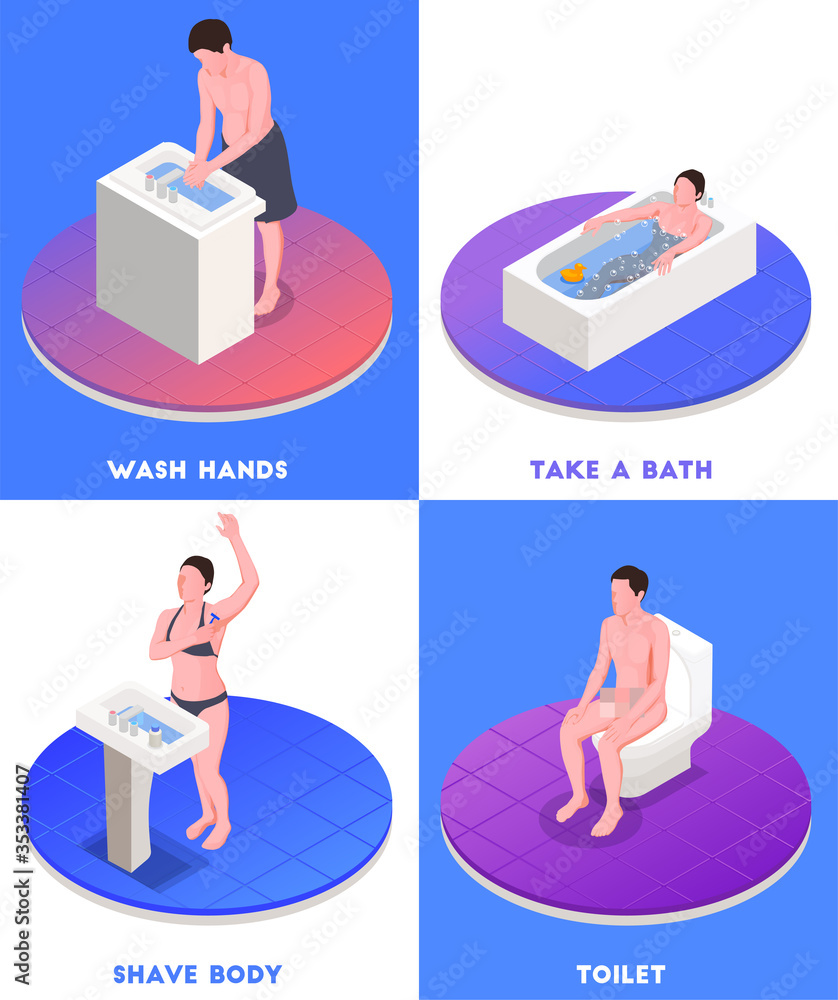 Hygiene Concept Icons Set - obrazy, fototapety, plakaty 