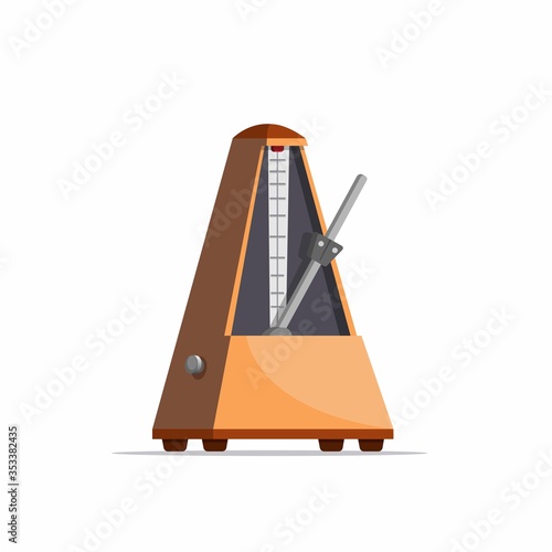 wooden metronome, Musical Instrument tool in cartoon realistic illustration vector isolated in white background
