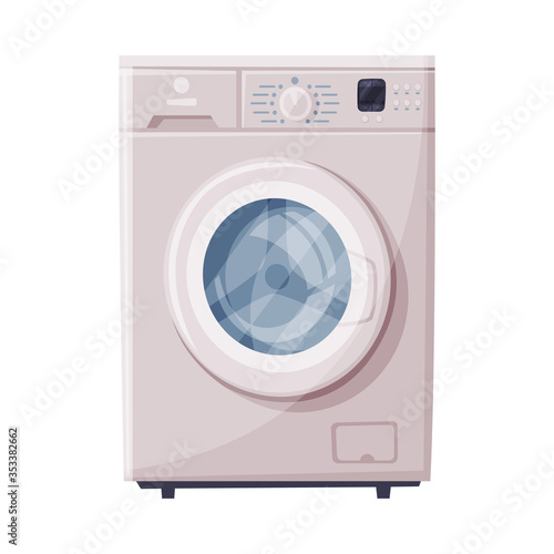 Washing Machine Household Appliance Flat Style Vector Illustration on White Background
