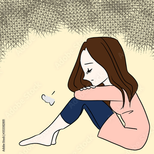 うつ／鬱／女性／イラスト