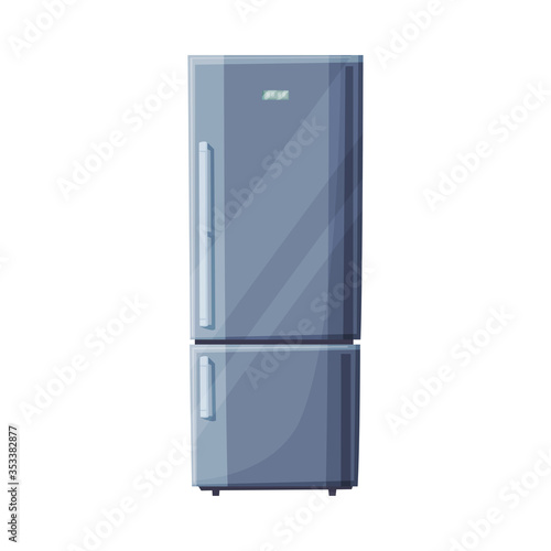 Gray Refrigerator Household Kitchen Appliance Flat Style Vector Illustration on White Background