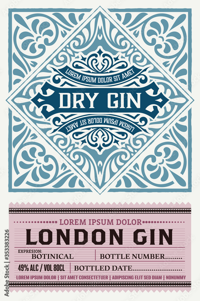Vintage Gin label. Vector layered