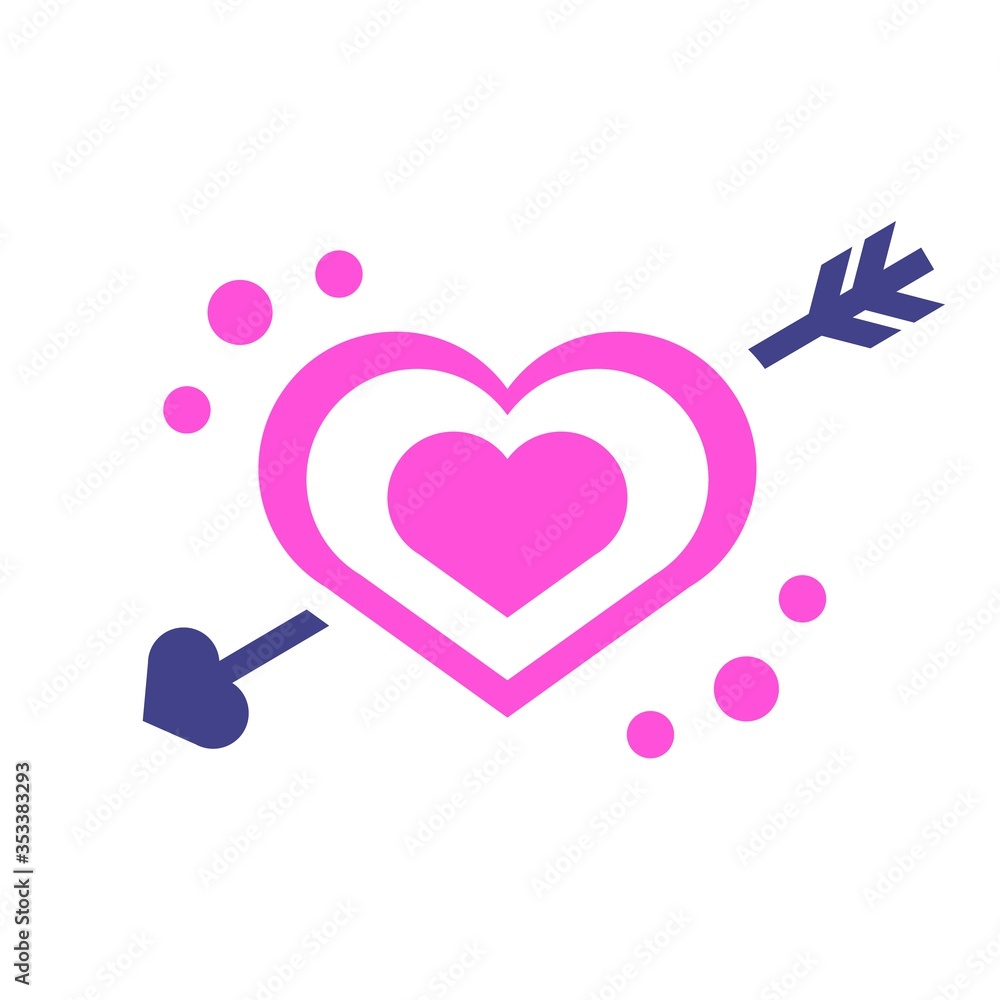 Pink cute heart love, on white background in flat style, with blue arrow elements. For use as a gift card, invitations, packaging paper, printing on banners and posters. Happy Valentine's day. Pink cute heart love, on white background in flat style, with blue arrow elements. For use as a gift card, invitations, packaging paper, printing on banners and posters. Happy Valentine's day.