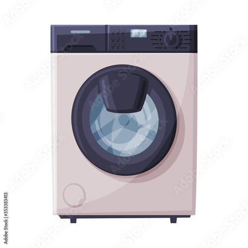 Modern Washing Machine Household Appliance Flat Style Vector Illustration on White Background