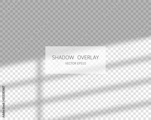 Shadow overlay effect. Natural shadows from window isolated on transparent background. Vector illustration. 