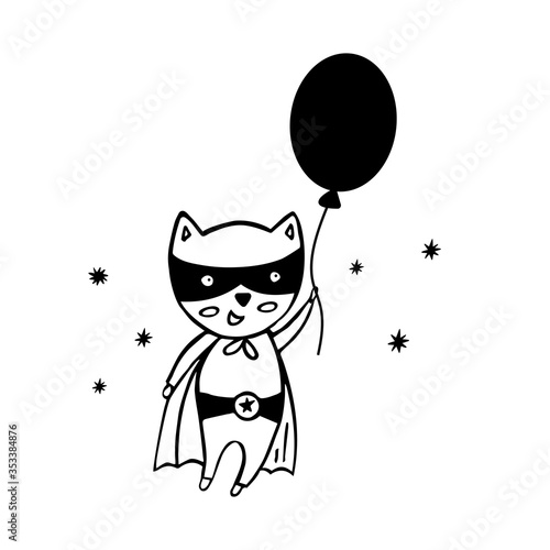 Superhero in a black suit on a white background
