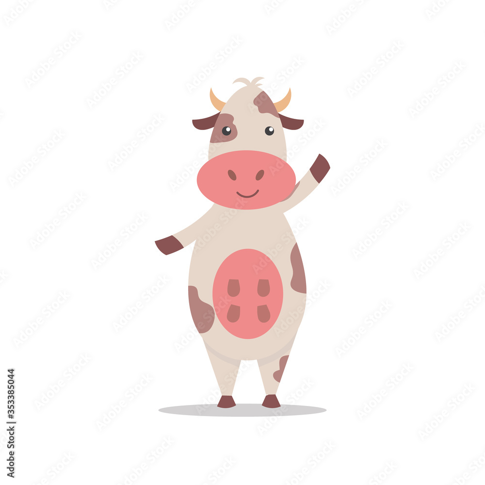 Fototapeta premium Cow cartoon. Cute animal character in funny mascot. Illustration 