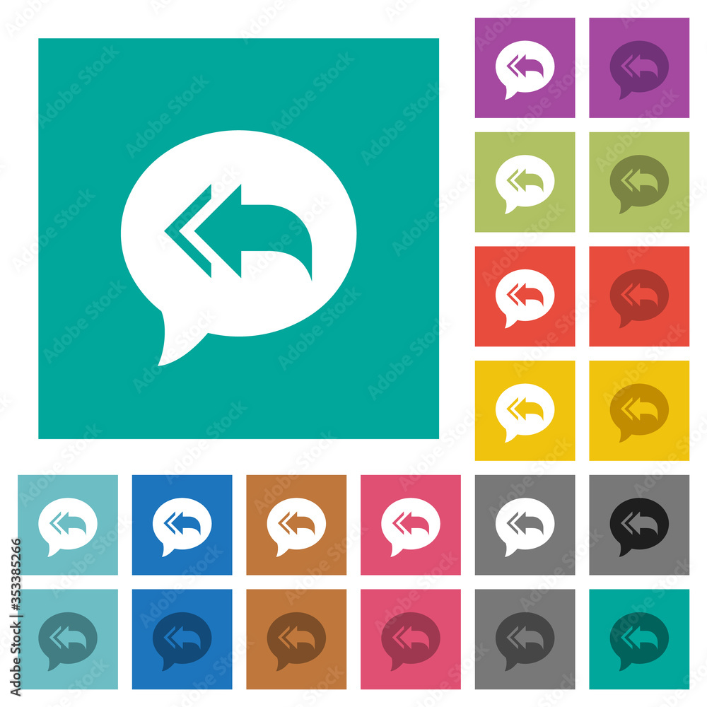 Reply to all recipients square flat multi colored icons Reply to all recipients square flat multi colored icons