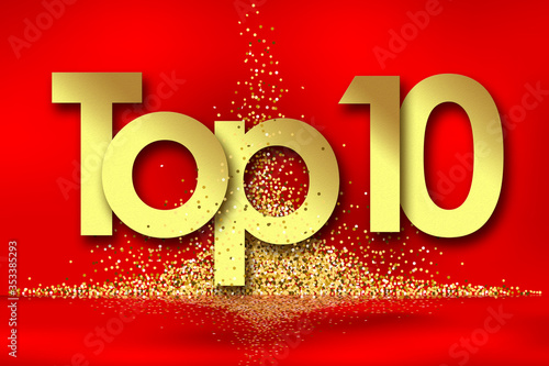 top 10 in red background and golden stars photo