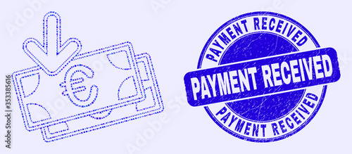 Geometric euro banknotes income mosaic icon and Payment Received seal stamp. Blue vector round distress seal stamp with Payment Received caption.